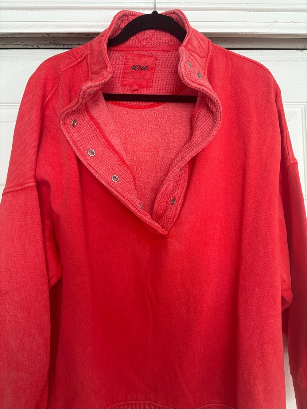 AERIE Red Snap-Front Pullover